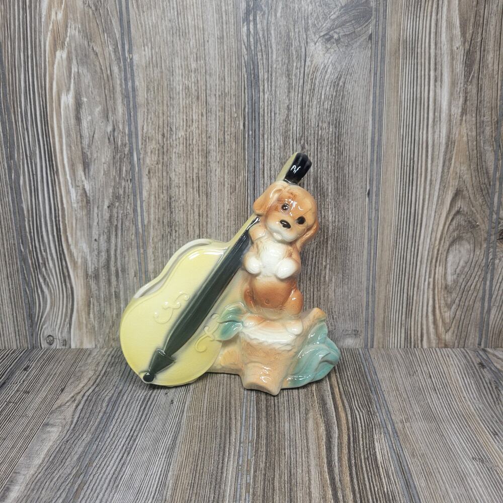 Vintage Royal Copley Spaulding Dog with String Bass Planter